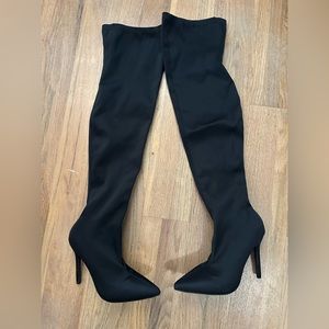 Thigh high spandex boots